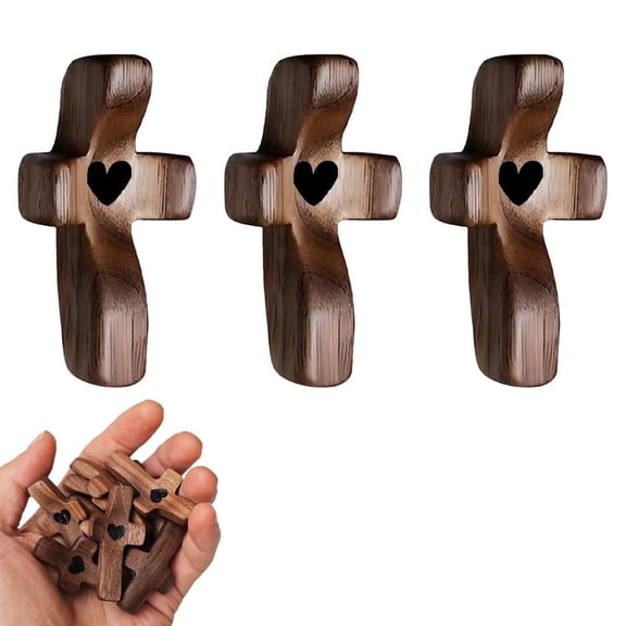 10Pcs Wooden Cross Decorations for Stress and Anxiety Relief, Multifunctional Spiritual Symbols for Home and Office