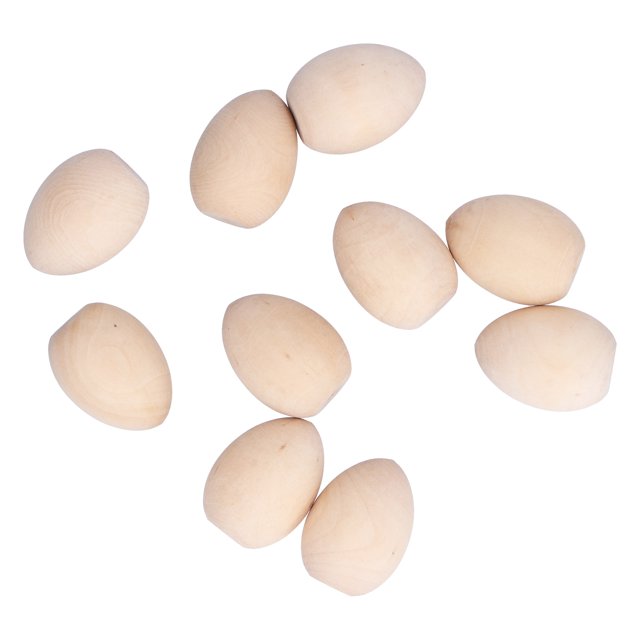 10Pcs Wooden Easter Egg Dyeable DIY Hand Painted Lightweight Craft Eggs