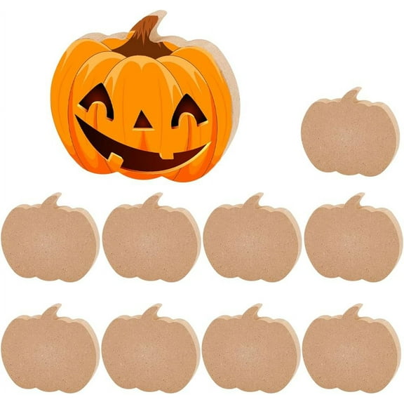 10Pcs Wooden Pumpkin Cutouts Unfinished Fall Blank Display DIY Blank Table Sign for Home Harvest Autumn Decorations 3x2.7x0.5inch Brown