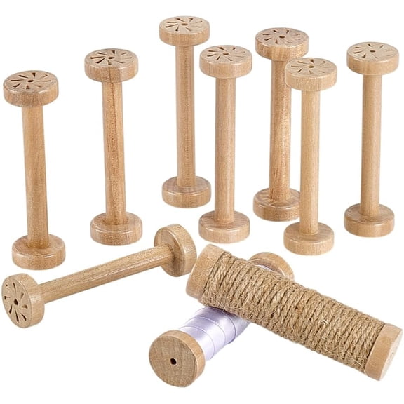 10Pcs Wooden Spools 3.8x1 Inch Empty Wood Thread Spools Sewing Bobbins Spools for Jewelry Chain Wrapping Arts Crafts Thread Wire
