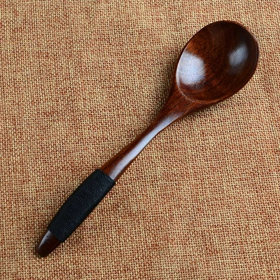 10Pcs Wooden Spoons For Cooking, RRJ Wooden Spoon Kitchen Cooking Utensil, Handmade Natural Bamboo Wood Teaspoon, Eco-Friendly Soup Stirring Spoon for Catering Dessert Ice Cream Eating
