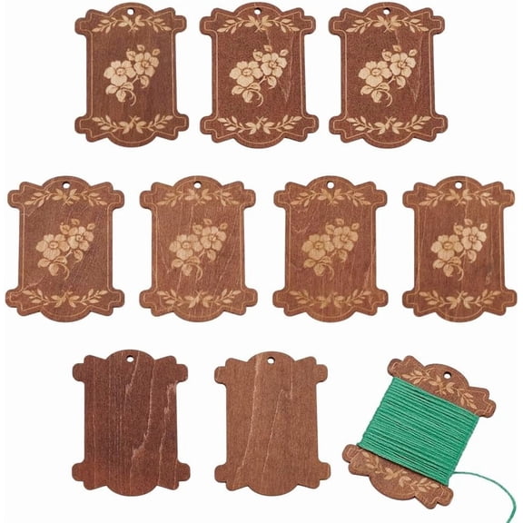 10Pcs Wooden Thread Winding Boards Embroidery Floss Bobbins Flower Leaves Pattern Bobbin Winder Ribbon Twine Reel