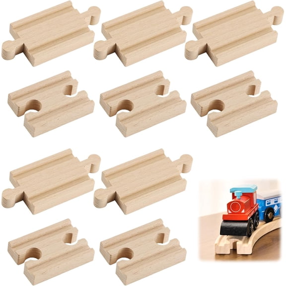 10Pcs Wooden Train Track Accessories Railway Trains Tracks Connectors Adapters Sets, Male-Male Female-Female Expansion Packs 4 Convexs-4 Concaves Track Connectors for Birthday/Surprise/New Year Gift