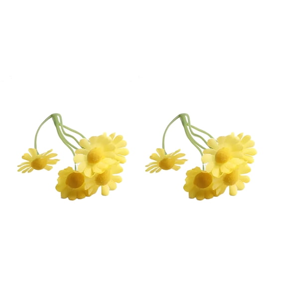 10Pcs Yellow Mini Artificial Daisy Flowers, Small Fake Marguerite with Stem for Home Wedding Decor