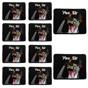 10Pcs Yes Sir Saluting Cartoon Wolf Embroidered Patch with Hook and Loop Backing, Funny Sassy Applique Badge for Vests, Jackets, Backpacks, and Clothing