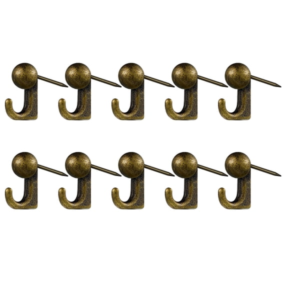 10Pcs Zinc Alloy Push Pin Hooks, Heavy Duty Wall Hangers for Corkboard Wood Panels, Rustproof Home Decor