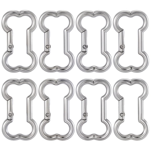 10Pcs Zinc Alloy Rock Climbing Carabiners Spring Gate Rings Bone Platinum 48.5x28x4mm Inner Diameter: 39.5x19mm