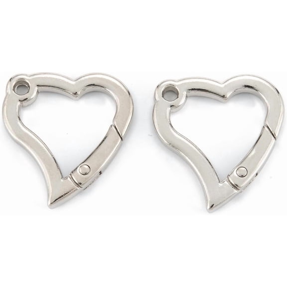 10Pcs Zinc Alloy Spring Gate Heart Rings Platinum 31x29x4mm Hole 3mm for Keychain Jewelry Making Crafting Accessories
