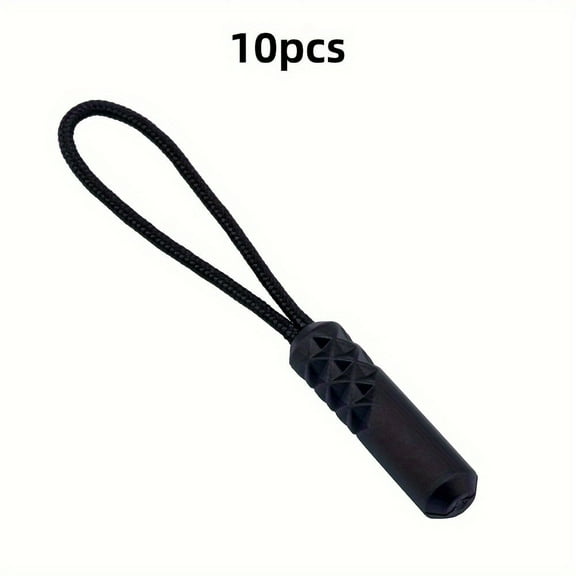 10Pcs Zipper Pulls Rope Zippers Pull End Fit Replacement Clip Suitcase Tent Backpack Zipper Cord Broken Buckle Fixer - Black