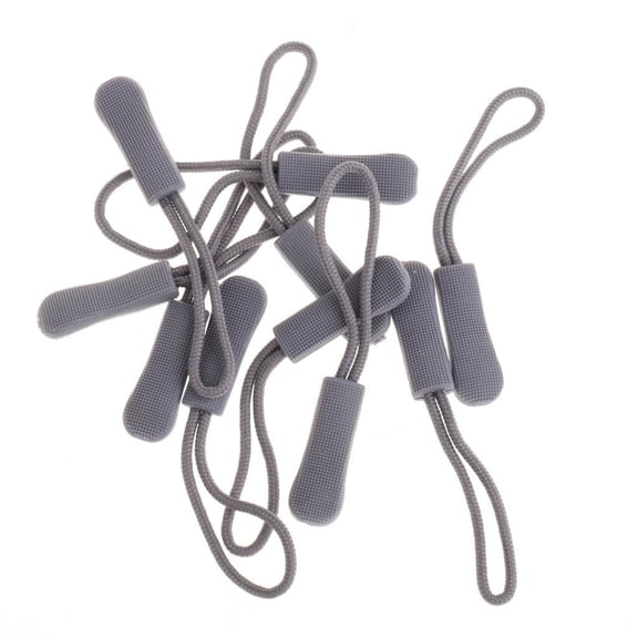 10Pcs Zipper Pulls Zipper Tab Zipper Tags Cord Pulls, Grey Zipper Extension Zip Gray
