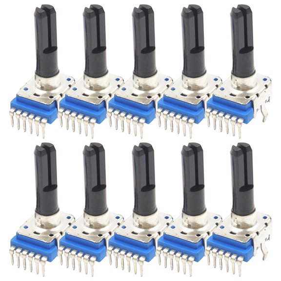 10Pcs for RK12 Stereo Potentiometer 6-Pin Half Shaft Metal Variable Resistor for Audio Volume Control Repair(B10K)