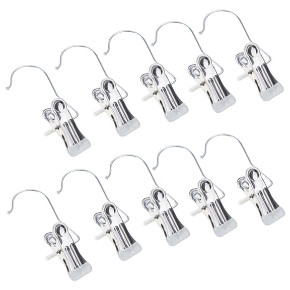 Set of 10pcs Clips Bag Hanger Pants Hooks Stainless Steel Garment Clips for Travel and Home Clothing Storage