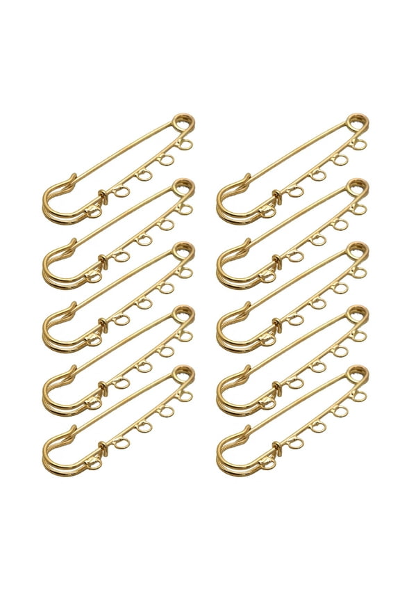 10Pcs/set Heavy Duty Safety Pins Brooch Pins Sewing Crafts Clothing Costume Decor 5 Holes for Brooch Making Blankets