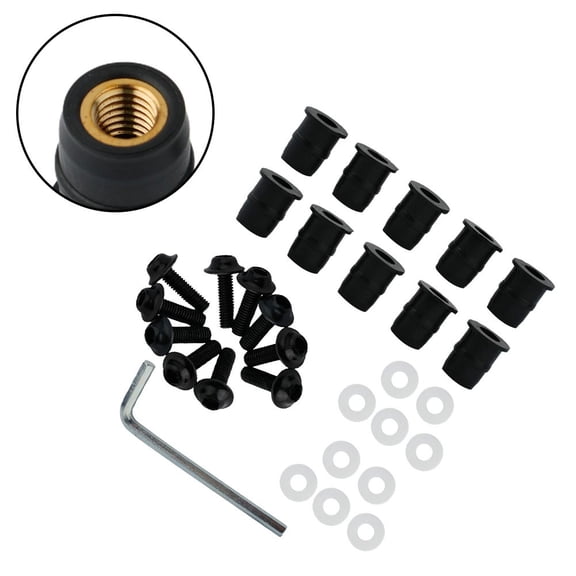 10Pcs/set M5x15mm Windscreen Windshield Bolts Screw Kit Fairing Screen Fasterners Windscreen Nut Bolt Washer Screw