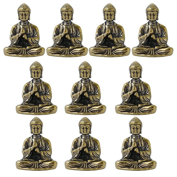10Pcs/set Shakyamuni Buddhas Statue Small Ornaments Brass Figurine Artistic Religious Desktop Decorations Crafts