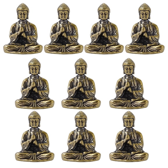 10Pcs/set Shakyamuni Buddhas Statue Small Ornaments Brass Figurine Artistic Religious Desktop Decorations Crafts