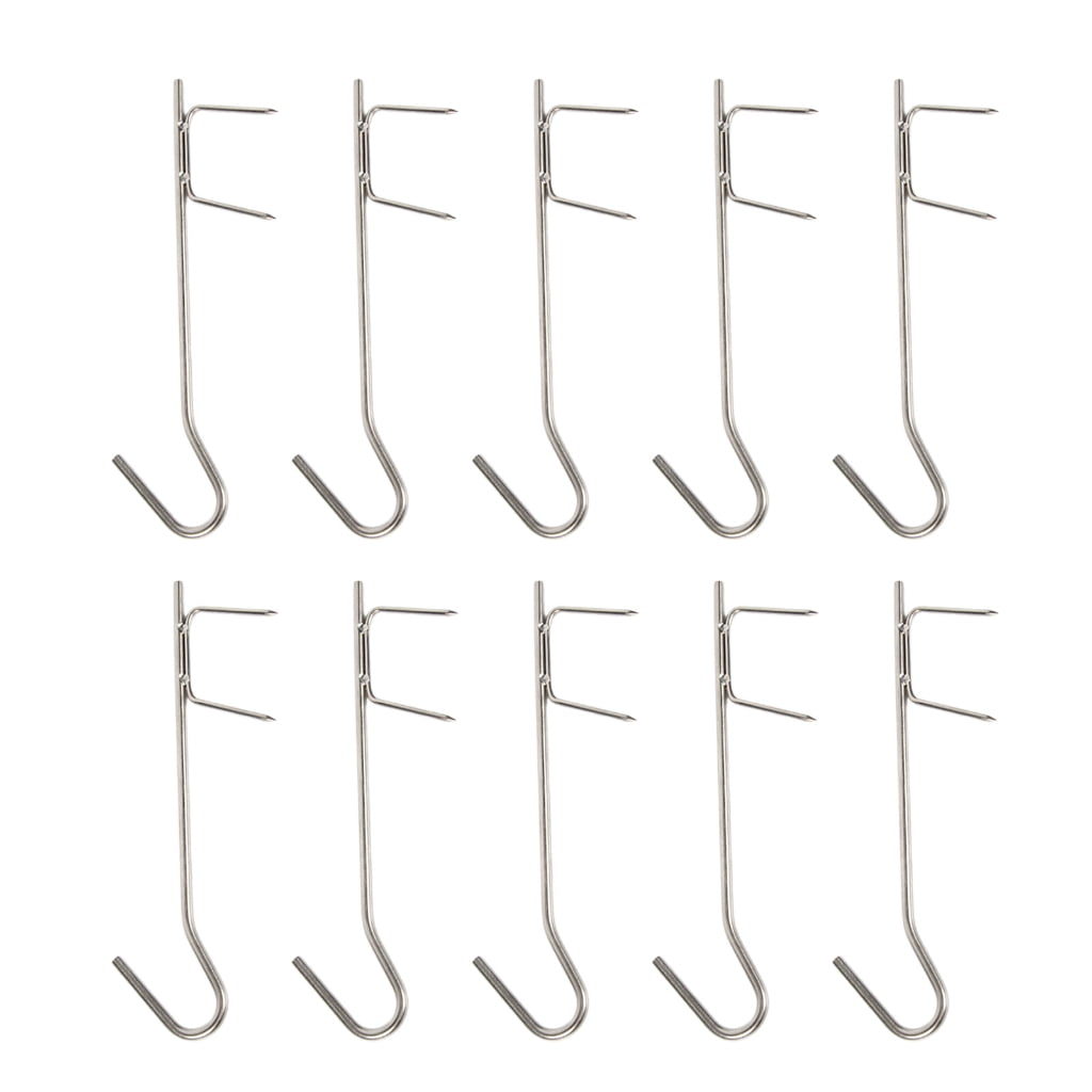 10PcsSm0k1ngHooks Set Hooks for Fish Smoking, Stainless Steel Fishing Hooks