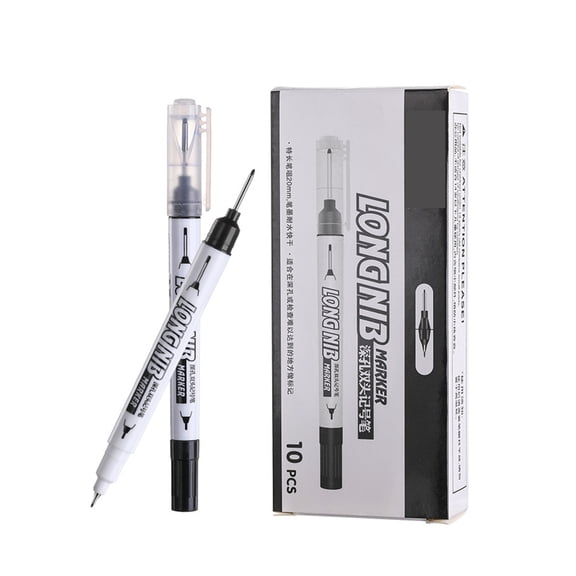 10Piece Set Double Ended Markers Pen Fine and Chisel Tips for Writing Drawing Labeling on Paper Glass Metal Surfaces