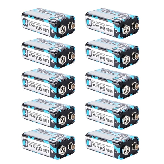 10Pieces 9V Rectangular Battery 6F22 High Energy Battery Output Long Shelf Life for Office Equipment Emergency Alarm
