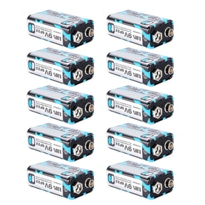 10Pieces 9V Rectangular Battery 6F22 High Energy Battery Output Long Shelf Life for Office Equipment Emergency Alarm