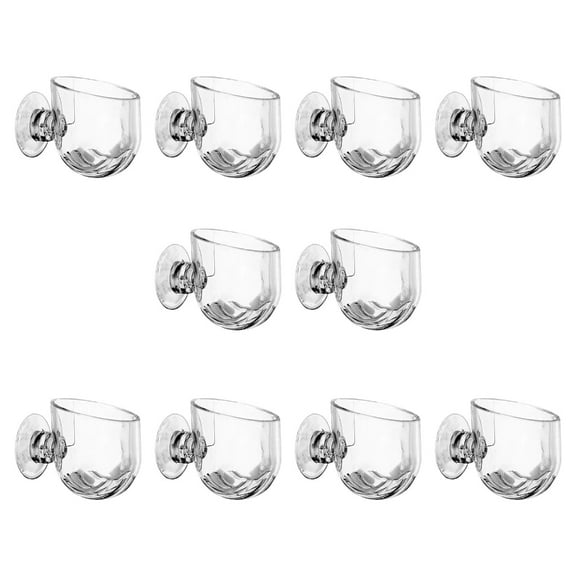 10Pieces Acrylic Aquariums Feeder With Suction Cup Space Saving Wall Mounted Food Container For Fishtanks Feeding