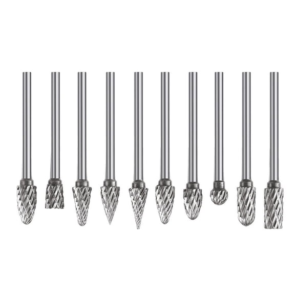 10Pieces Alloy Steel Rotary Burrs with Double Cut Design Grinding Head Bits for Efficient Cutting and Smooth Operations