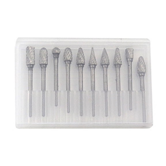10Pieces Alloy Steel Rotary Burrs with Double Cut Design Grinding Head Bits for Efficient Cutting and Smooth Operations