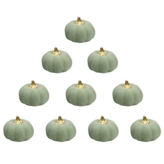 10Pieces Artificial Pumpkins Vintage Green Foam Pumpkins Fall Decoration