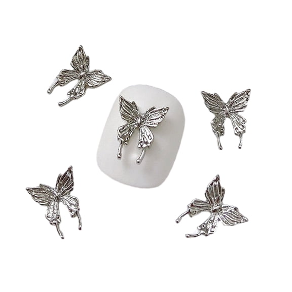 10Pieces Butterfly Charms Alloy Butterfly Charms Silver Butterfly Rhinestones for Acrylic Nails