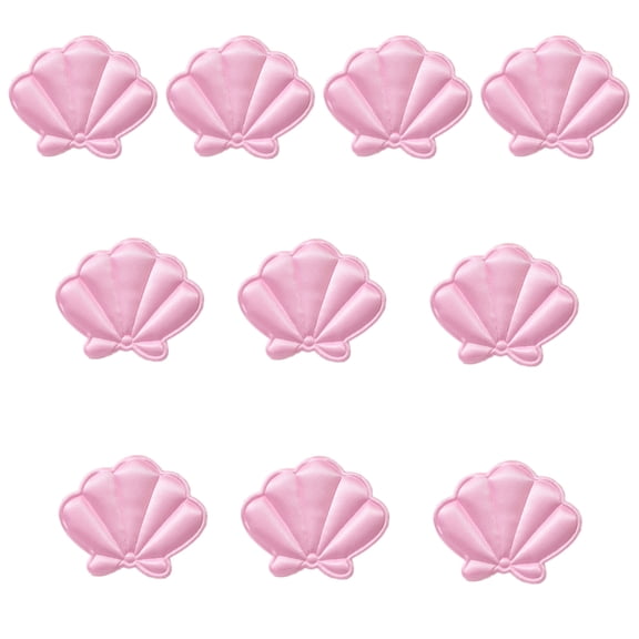 10Pieces Double Side Fabric Seashells Charm Gluing/Sewing on Seashells Appliques Hair Clip Accessories For Art Craft