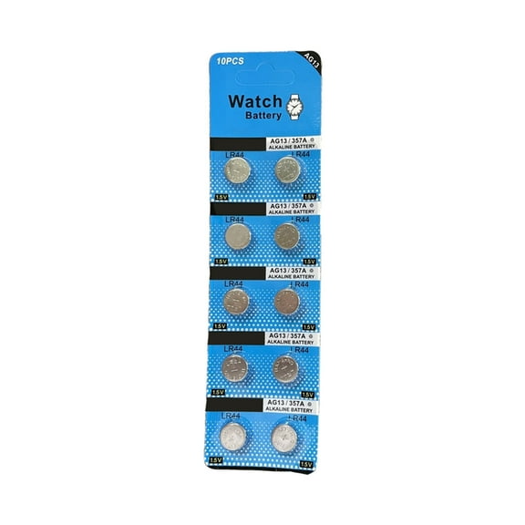 10Pieces LR44 AG13 1.5V Button Cell Batteries for Calculators, Cameras, and LED Devices