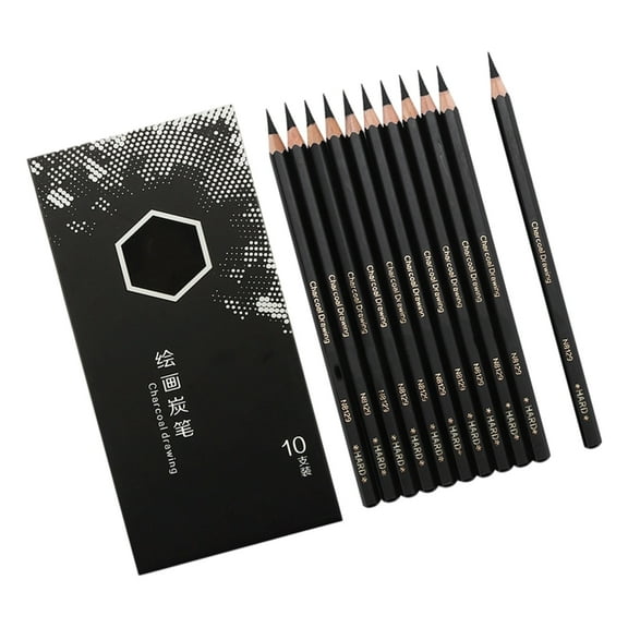 10Pieces Professional Charcoal Pencils Drawing Set Wood Sketch Pencils For Artists Beginner Drawing Sketching Shading