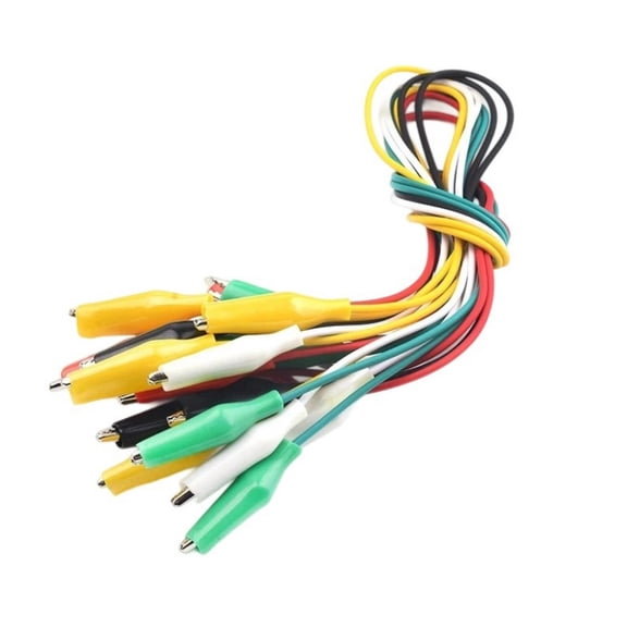 10Pieces Professional Crocodiles Clip Jumper Cables 5 Color PVC and Metal Construction 50cm Length for Lab Projects