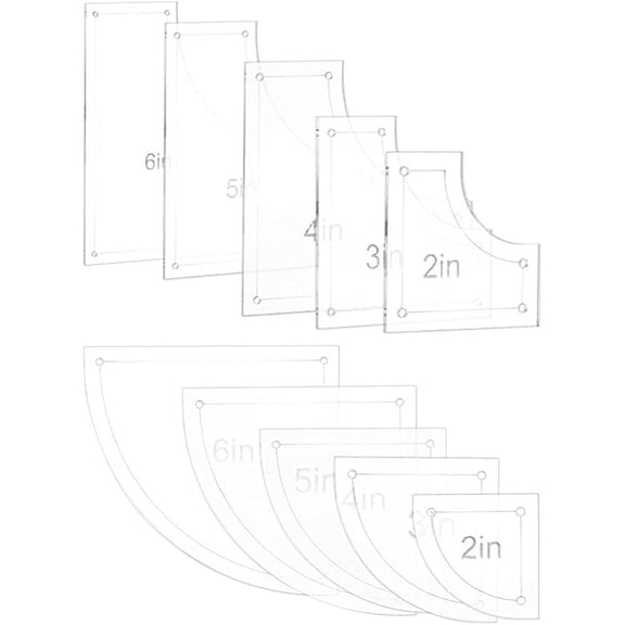 10Pieces Quilting Acrylic Template Set Transparent Rulers with Film Protection for DIY Kitchen Art Craft