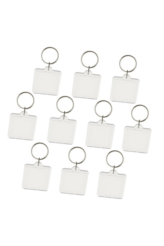 10Pieces Square Transparent Clear Acrylic Blank DIY Photo Picture Frame Key Chains Key s Crafts