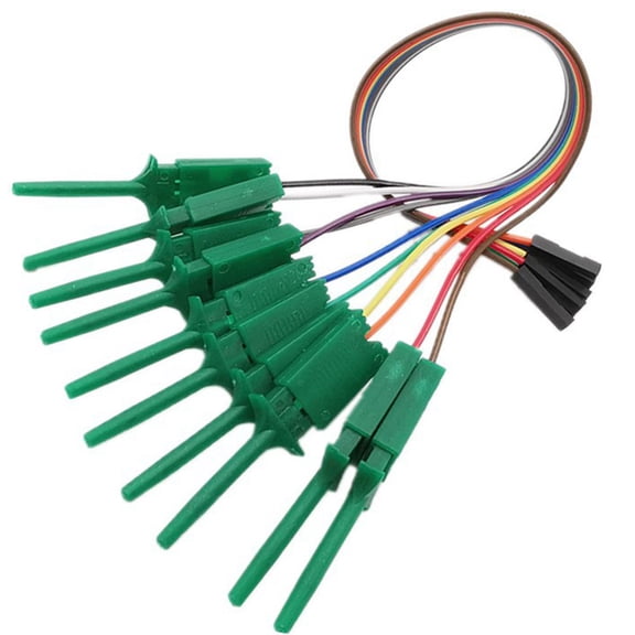 10Pin Hook Clip Line Kit High Efficiency Logic Analyzer Cable Gripper Probe Test 20Cm Length Usb Logic Analyser Parts Green