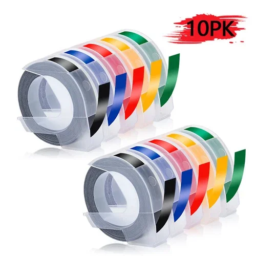 10Pk Dymo 3D Embossing Label Tape 9Mm For Dymo Organizer Xpress Label Maker 3/8"