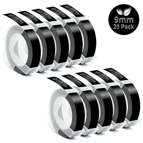 10Pk Dymo Organizer Xpress Label Maker 3D Embossing Tape 520109 Black 3/8" 9Mm