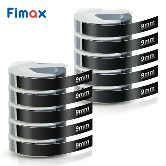 10Pk For Dymo Organizer Xpress Label Maker 3D Embossing Tape 520109 Black 3/8"