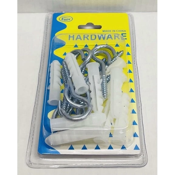 10Pk Set Utility Hooks 2-1/2" W/ Anchors Screw Open Eye Ceiling Hang Frames 8917