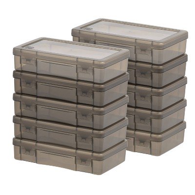 10Pk Storage Clip Box Case: Plastic, Transparent, Portable, Lidded, Utility Storage, Craft & School Supplies