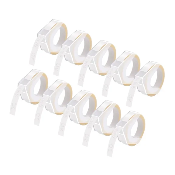 10Pk White On Clear 3D Embossing 520101 Label For Dymo Caption Maker Tape 3/8"