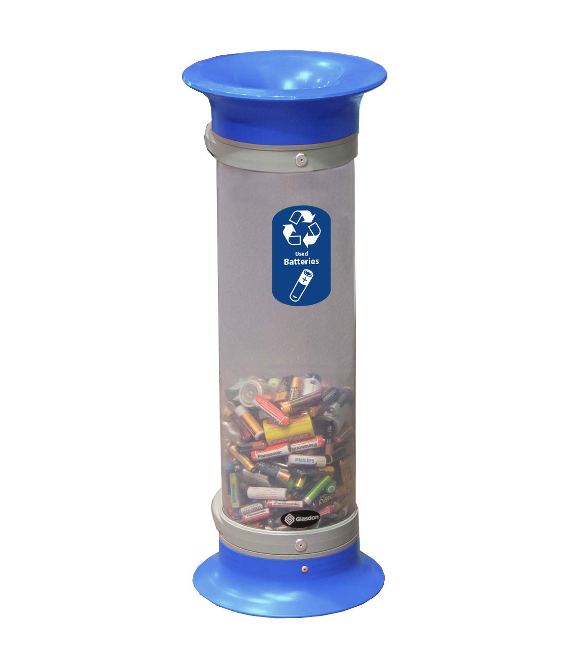 10Q Battery Recycling Tube (Blue) Small Battery Recycling Bin