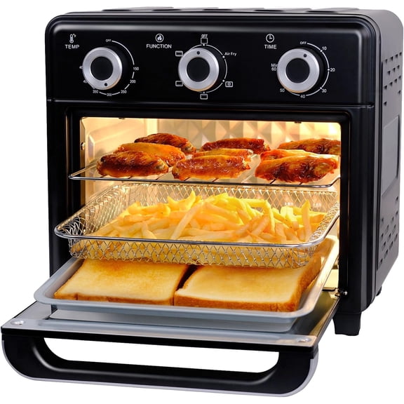 10QT Air Fryer Toaster Oven Combo, 3-Layer Cooking Air Fryer Oven with Visible Window, Countertop Airfryers with 5 in 1 Functions, Cooks 6 Toast slices at once, Compact capacity for small kitchen