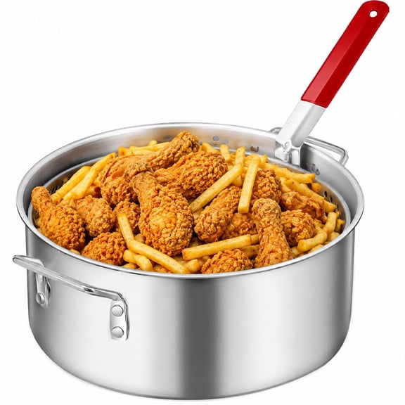 10QT Outdoor Propane Turkey Fryer Kit, Aluminum Fish Fryer Pot with 6.7Qt Basket, 50,000 BTU Burner, Heavy Duty Deep Fryer for Seafood, Turkey, Chicken, French Fries, Backyard Cooking