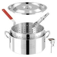 thumbnail image 1 of 10QT Stainless Steel Deep Fryer with Basket | Fish Fryer | Frying Pot with Lid, Grill Tongs & Thermometer | Not Compatible with Induction Cooktops | Perfect for Home & Outdoor Use | Dishwasher Safe, 1 of 4