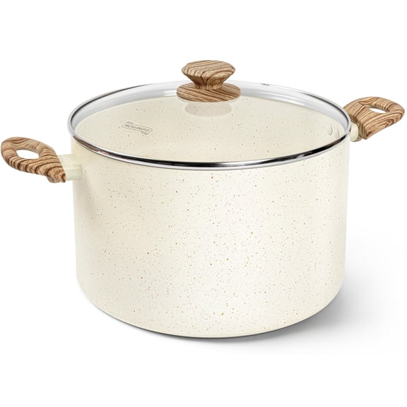 10Qt Nonstick Stock Pot with Lid, White