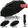thumbnail image 1 of 10Ribs Automatic Folding Umbrella, Auto Reverse Windproof Compact Umbrella , Black, 1 of 11