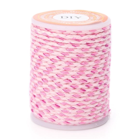10Roll 4-Ply Polycotton Cord Metallic Cord Handmade Macrame Cotton Rope for String Wall Hangings Plant Hanger DIY Craft String Knitting Pink 1.5mm 4.3 yards(4m)/roll