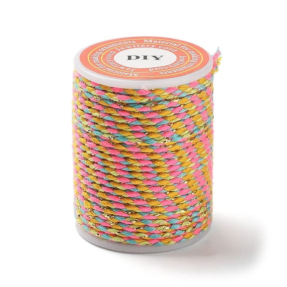10Roll 4-Ply Polycotton Cord with Metallic Thread Handmade Macrame Cotton Rope for String Wall Hangings Orange 1.5mm about 4.3 yards(4m)/roll